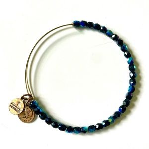Alex and Ani Gold Splendid Blue Beaded Bangle Bracelet